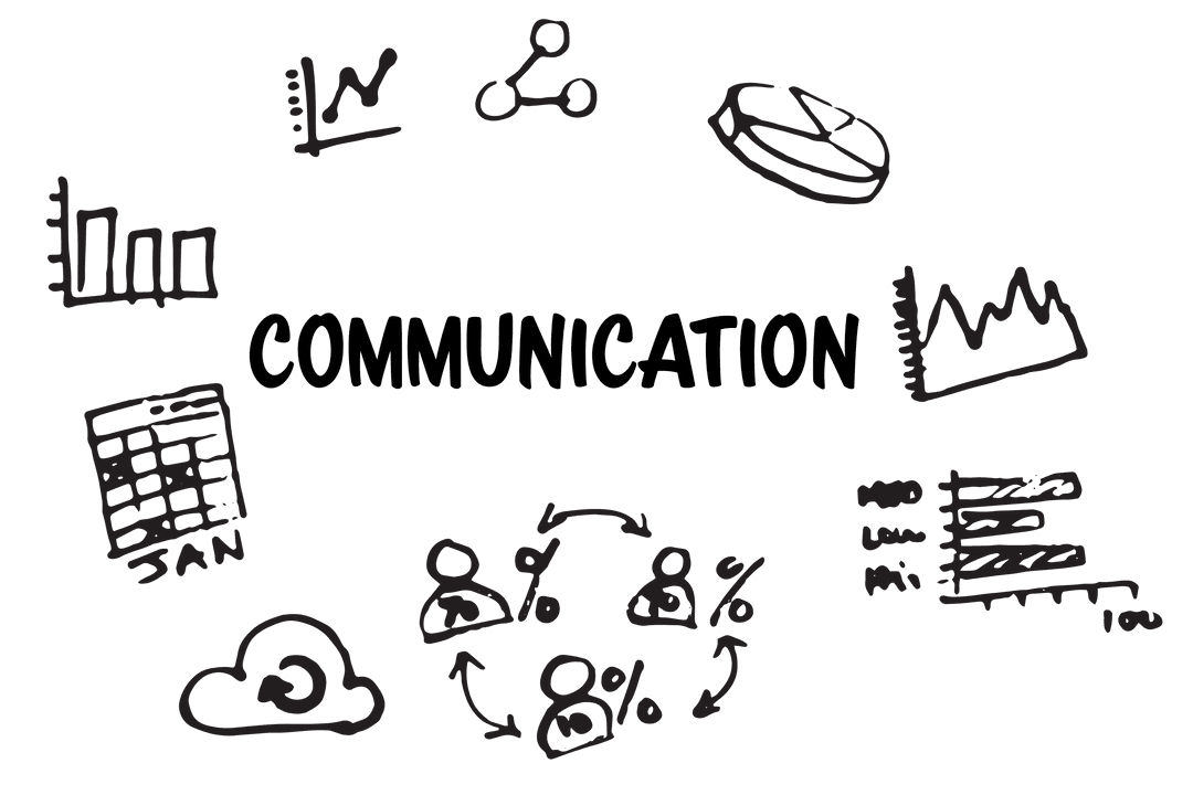 Transparent Business Communication with Icons Illustration