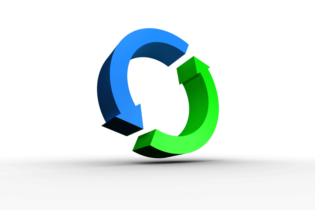 Transparent Circular Blue and Green Arrows Design