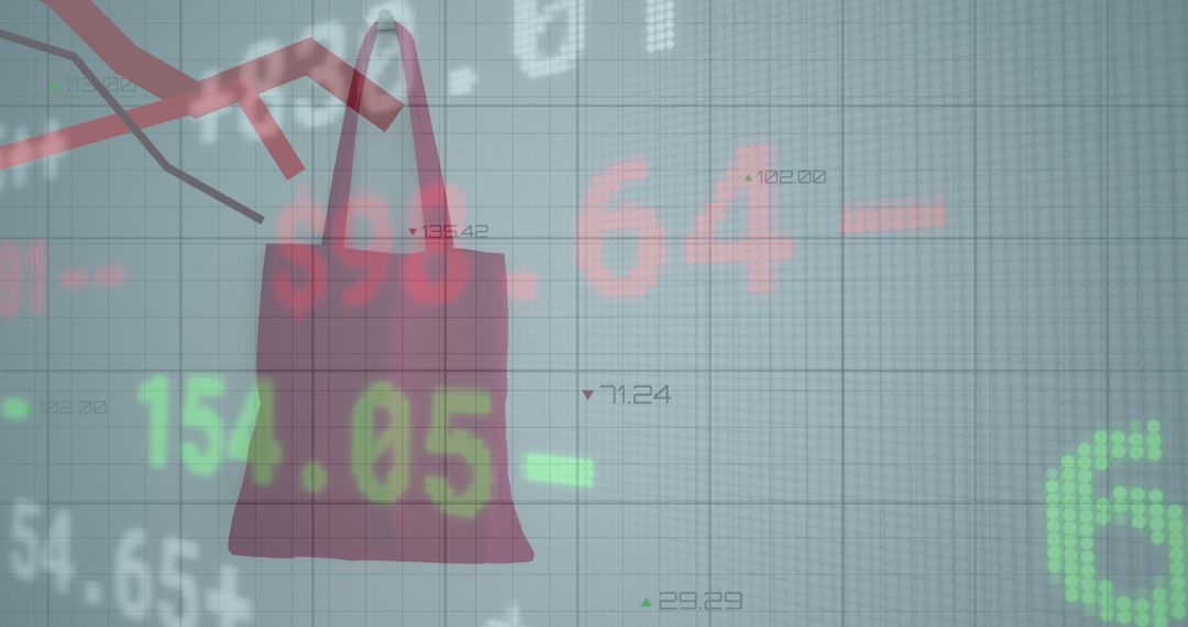 Abstract Global Business and Finance Data with Shopping Bag