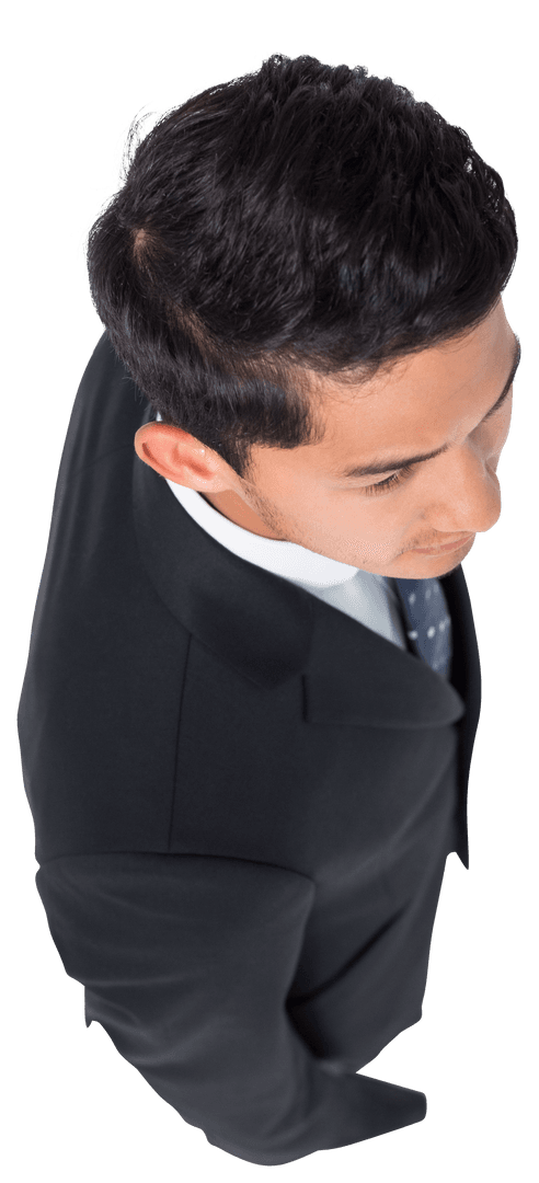 Transparent Top-Down View of Asian Businessman in Formal Attire