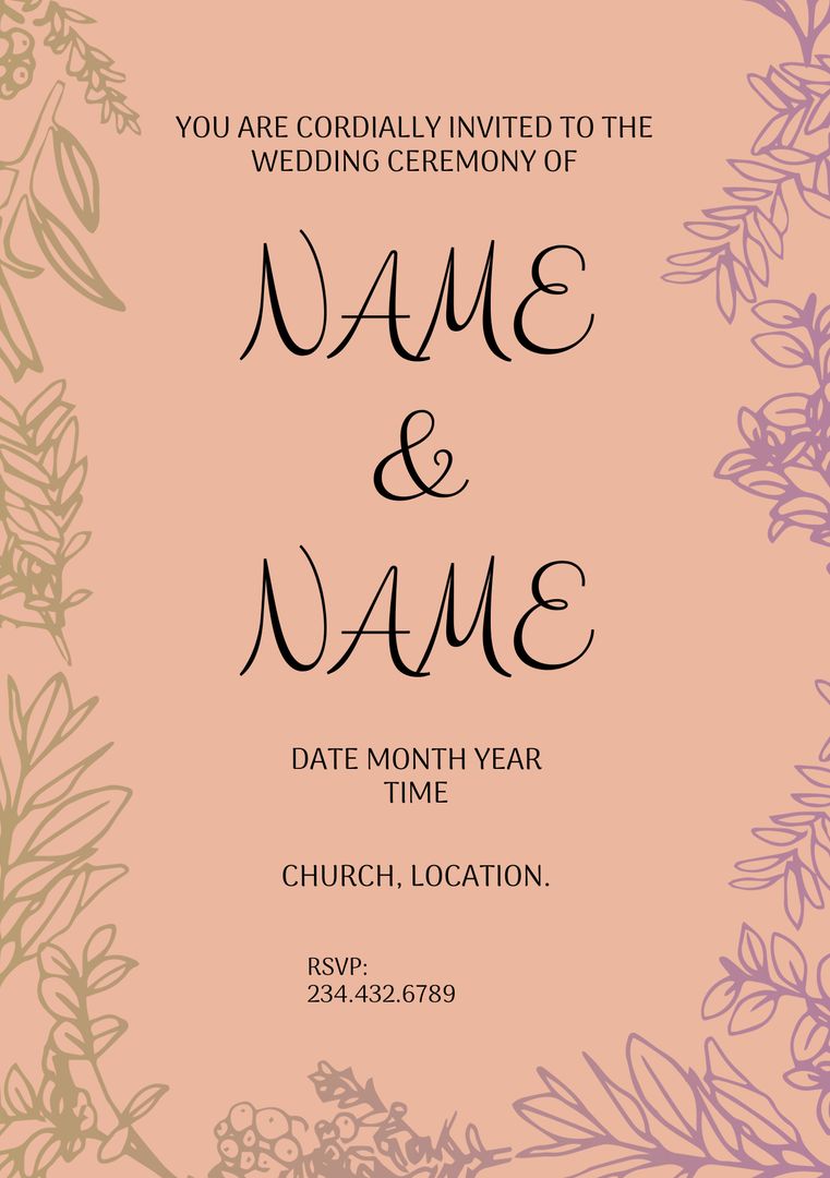 Romantic Floral Wedding Invitation Template with Elegant Design - Download Free Stock Templates Pikwizard.com