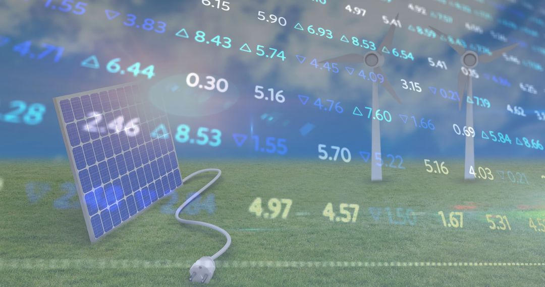 Renewable Energy and Stock Market Concept Overlay