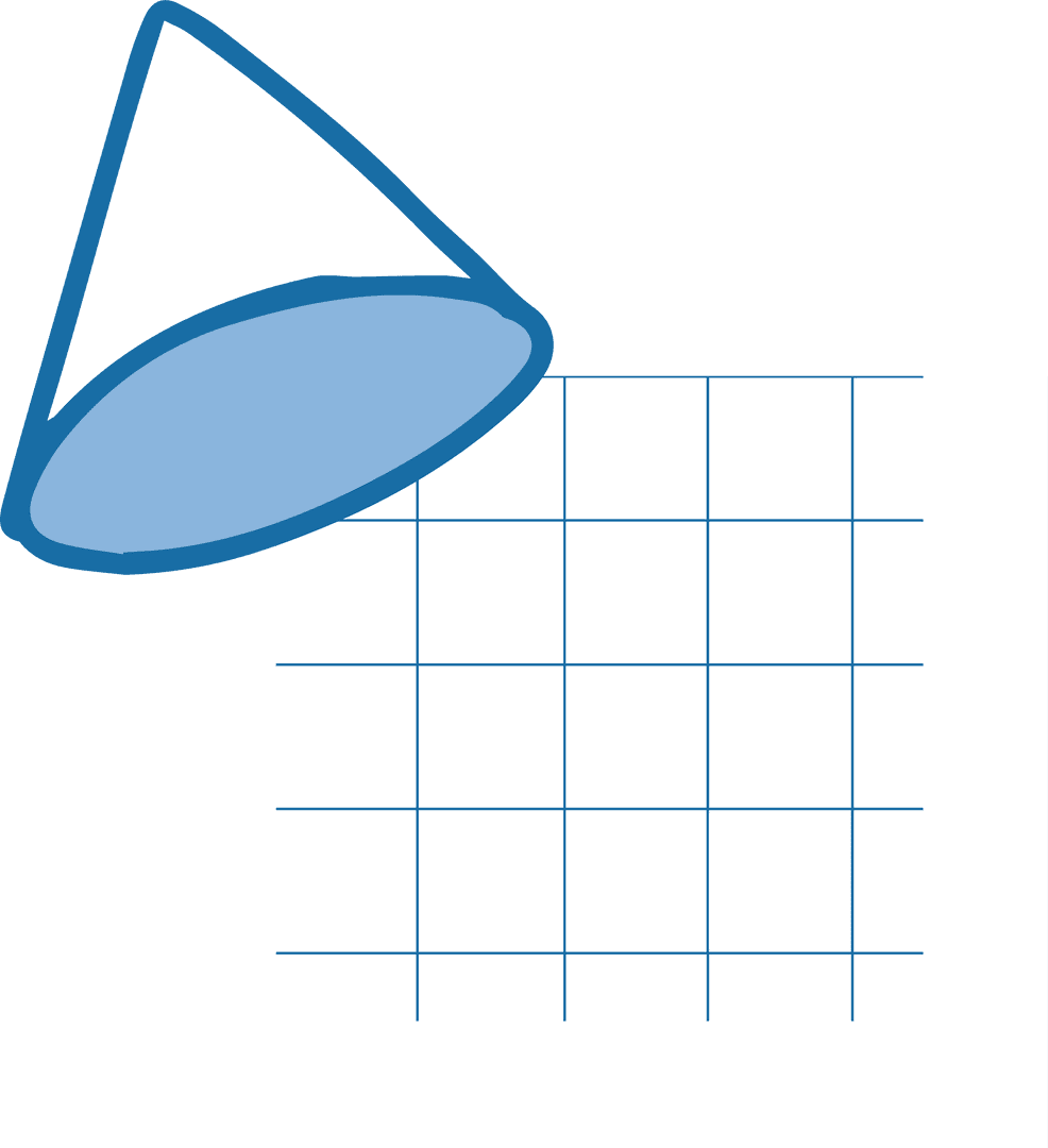 3d vector cone over grid design on transparent background
