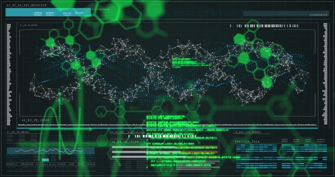 Futuristic Interface with DNA and Neural Networks Digital Visualization