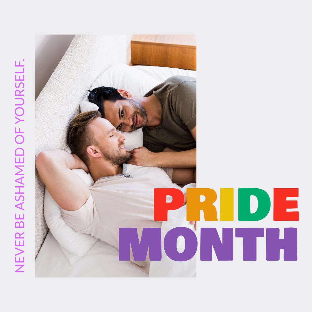 Loving Male Couple Celebrating Pride Month in Cozy Setting