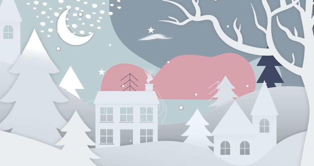 Whimsical Winter Wonderland with Crescent Moon