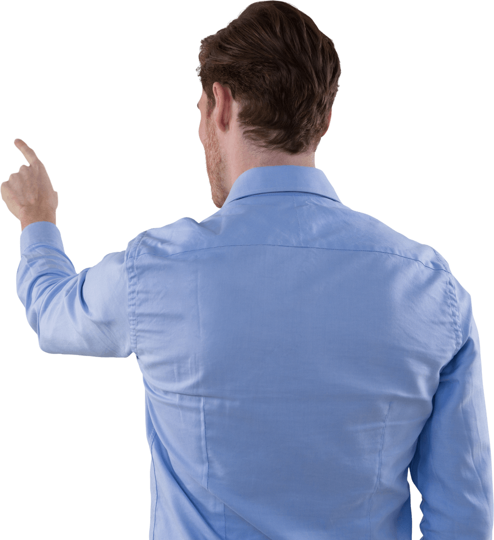 Businessman Pointing Backwards Isolated on Transparent Background