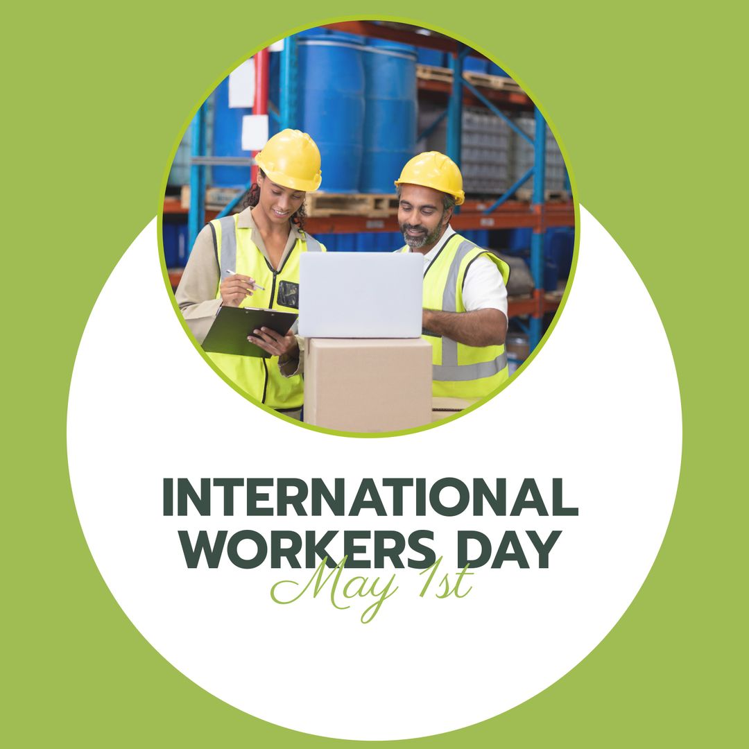 Annual Workers Celebration with Multiracial Team in Warehouse