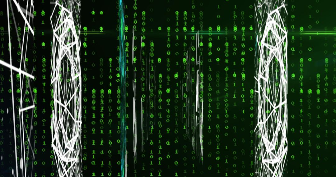 Futuristic Binary Data Flow with Abstract Geometric Structures - Free Images, Stock Photos and Pictures on Pikwizard.com