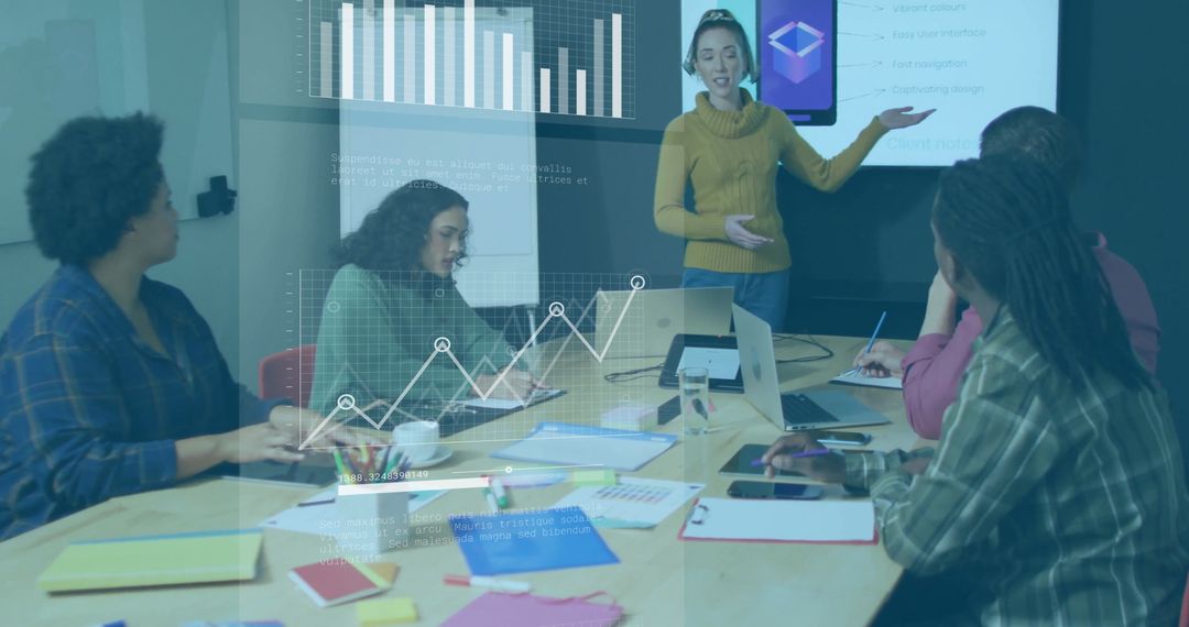 Creative Team Discussing Data Insights in Modern Office