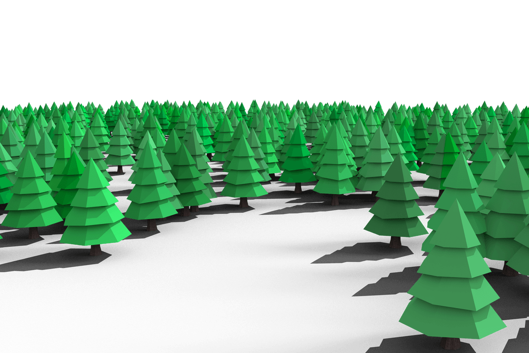 Stylized Green Tree Pattern on Transparent Background