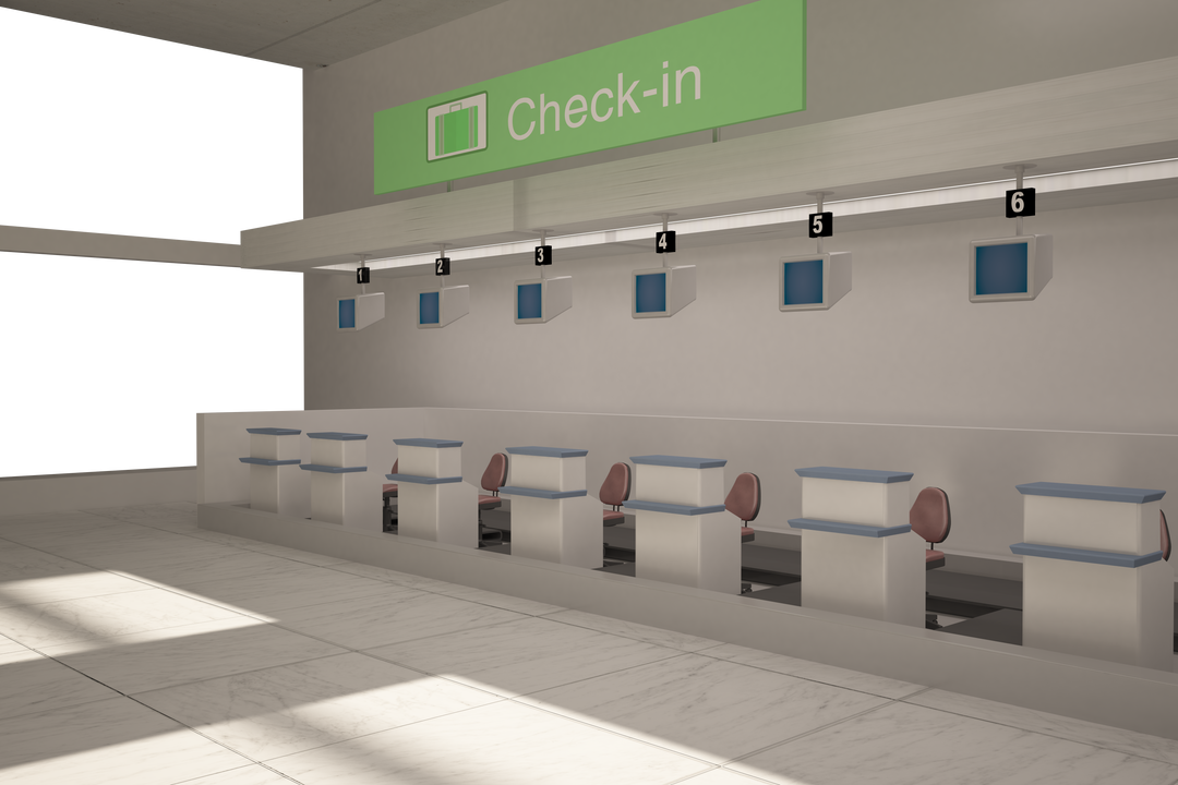 Transparent Illustration of Empty Airport Check-In Desks - Download Free Stock Images Pikwizard.com