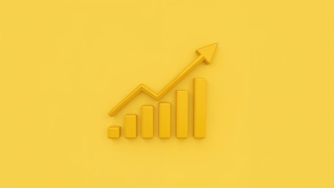 Minimalist Yellow 3D Chart Symbolizing Ascending Financial Growth