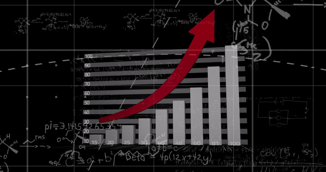 Futuristic Growing Bar Graph with Math Equations