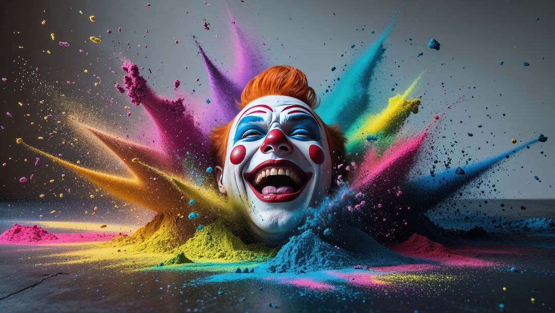 Exploding colors with crazy surreal clown artistry
