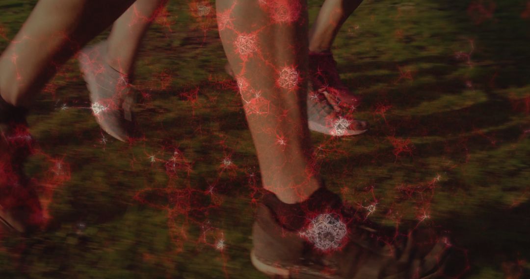 Running Motion with Abstract Red Light Overlay