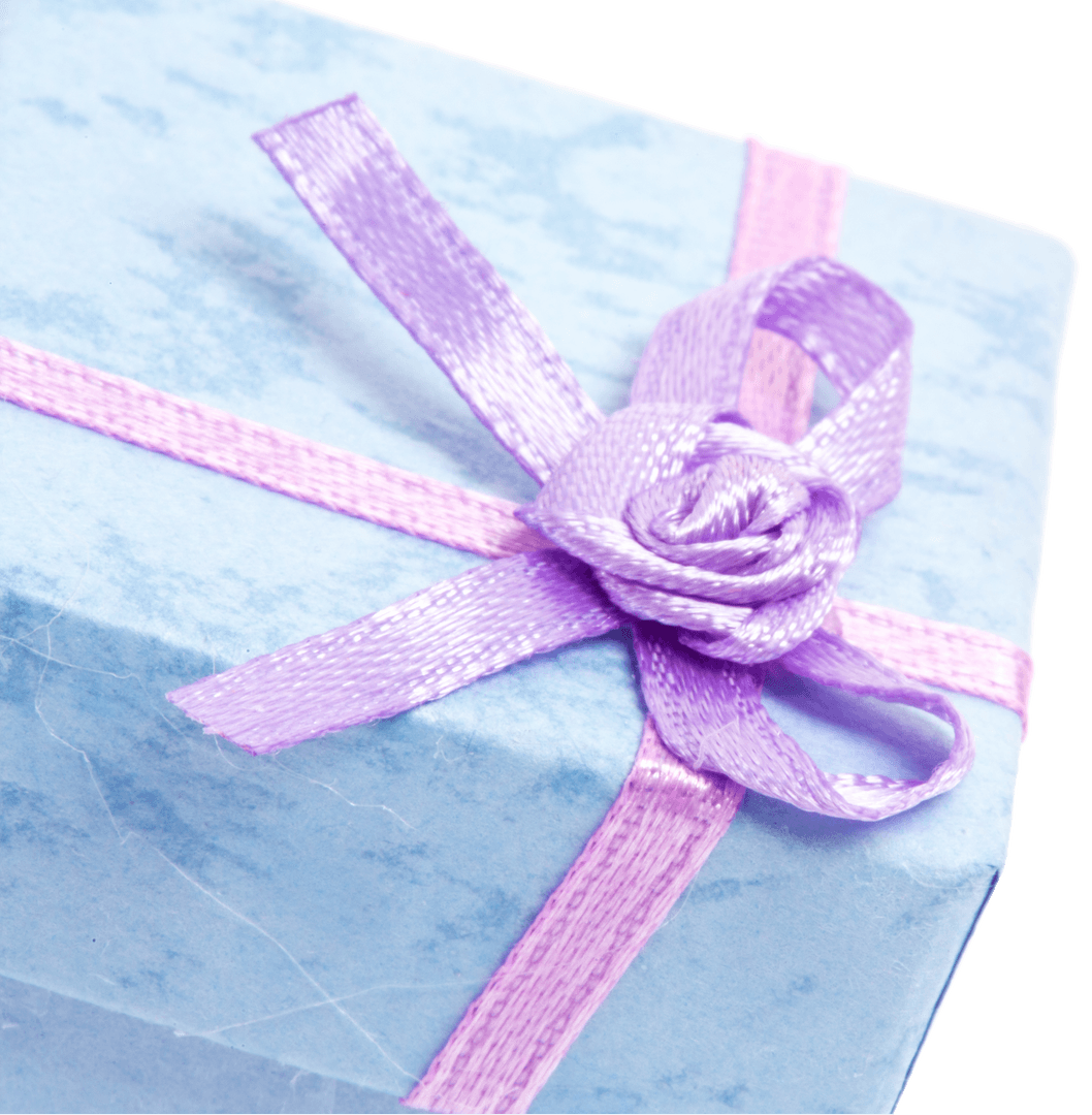 Transparent Gift Box with Pink Ribbon and Rose Decoration