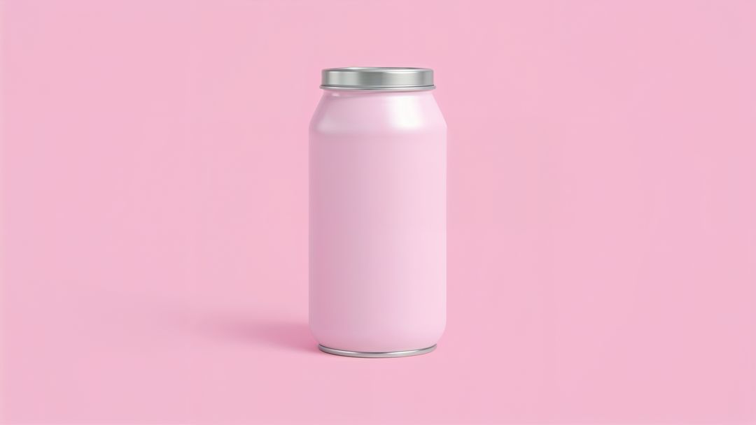 Elegant Pastel Pink Container with Silver Lid on Soft Pink Background