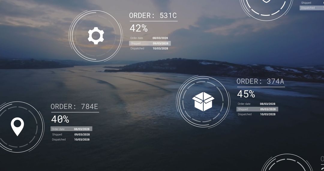 Data Visualization Overlay on Digital Landscape Background