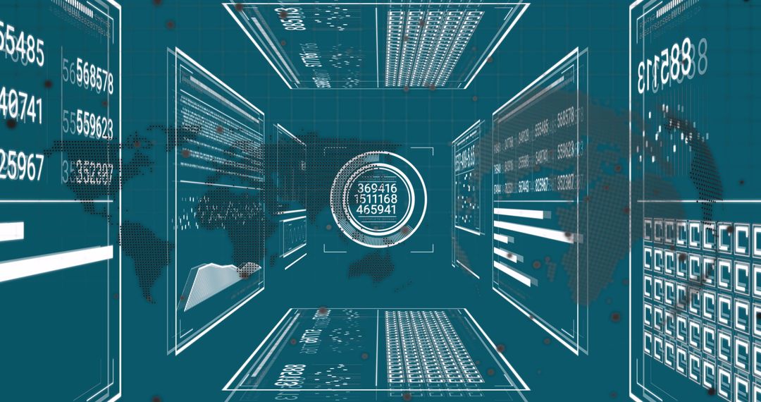 Digital Global Data Processing with Futuristic Interface