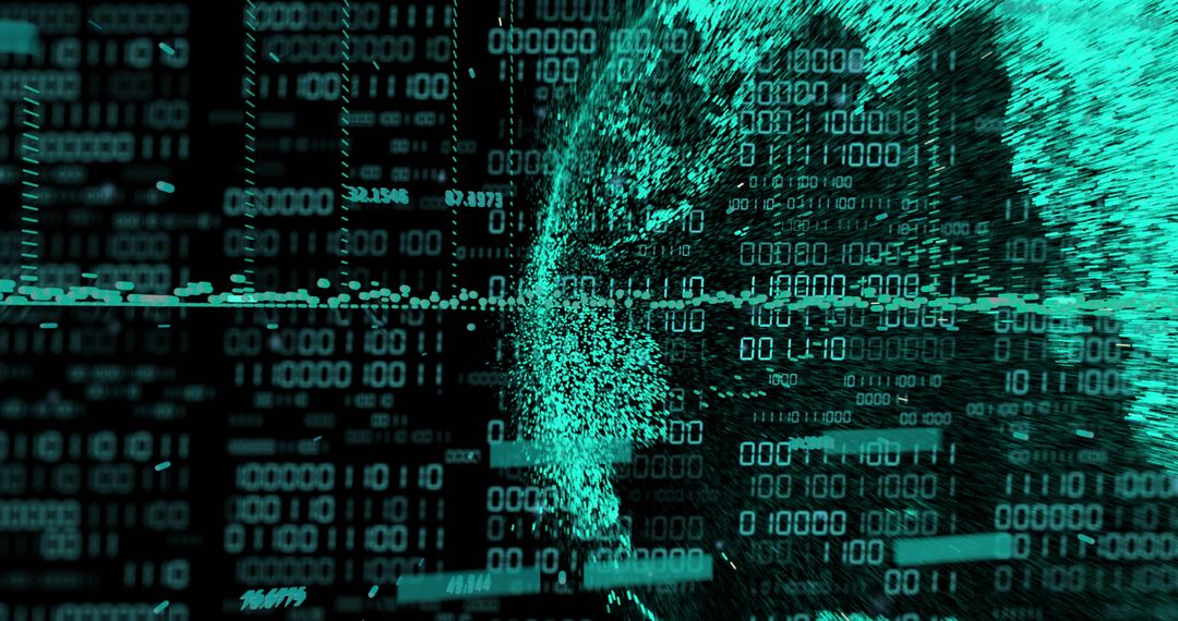 Digital Globe with Binary Cascade Amidst Techscape