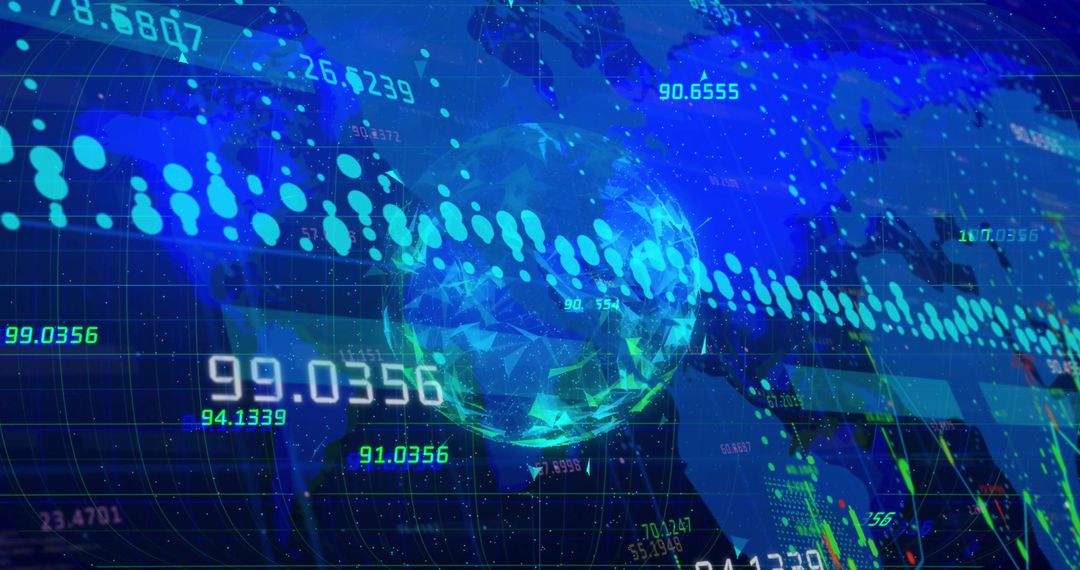 Rotating 3D Globe with Data Analytics on Digital Dashboard