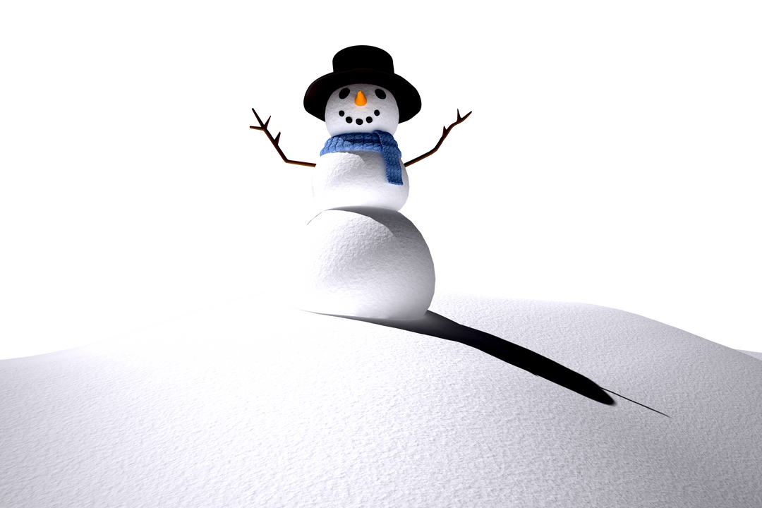 Smiling Snowman on Snow with Winter Hat and Scarf on Transparent Background - Download Free Stock Images Pikwizard.com