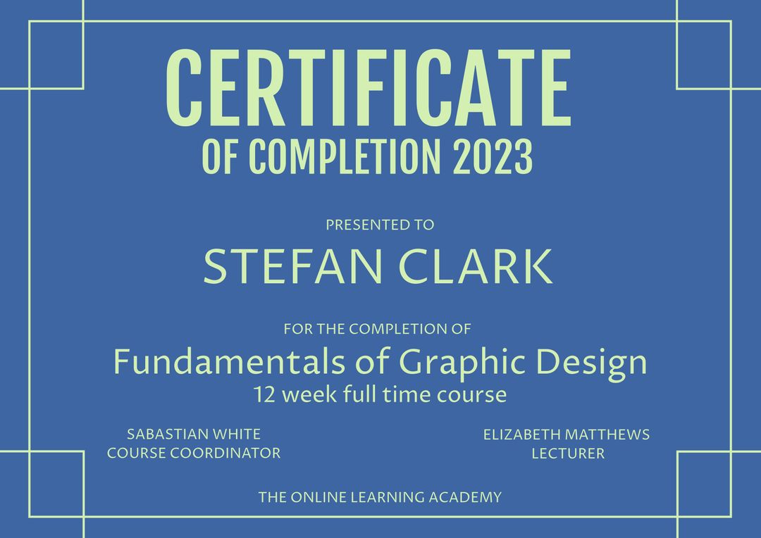 Modern Certificate of Completion Template for Graphic Design Course - Download Free Stock Templates Pikwizard.com