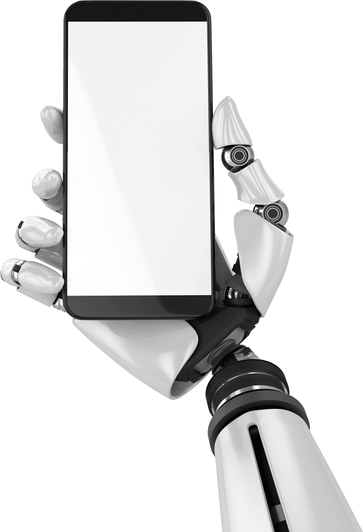 Robotic Hand Holding Smartphone Transparent Conceptual Design