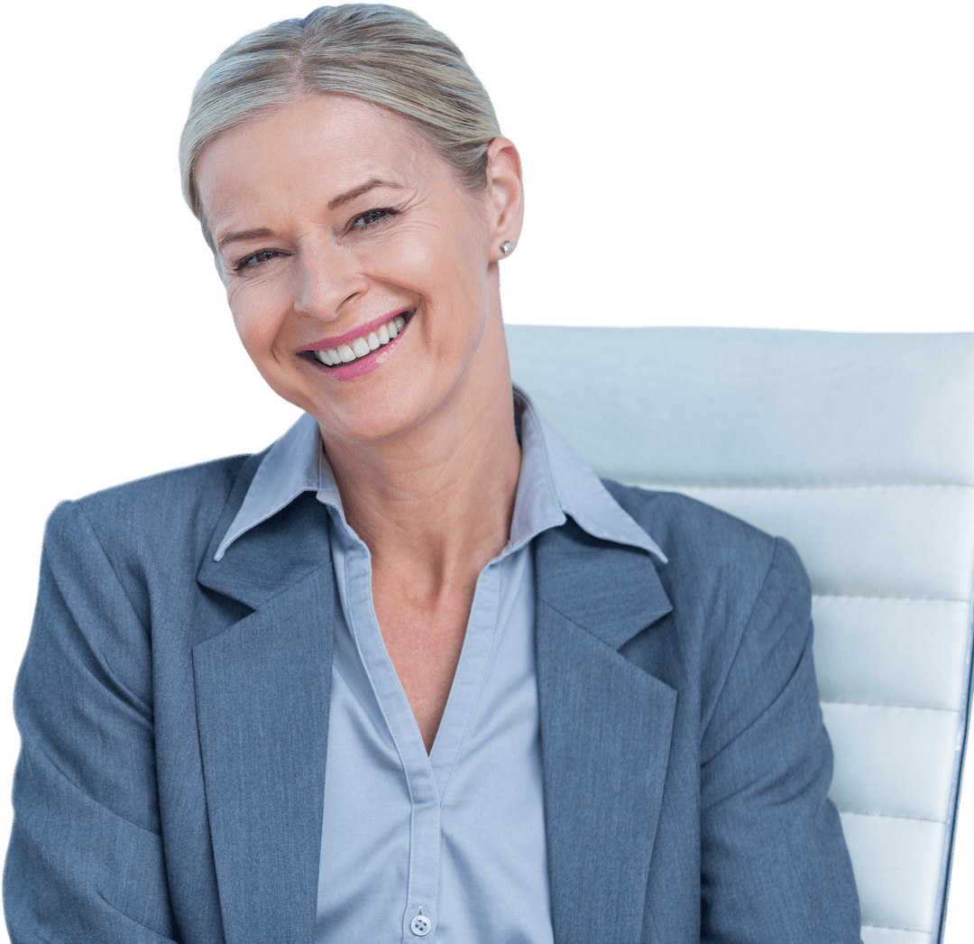 Happy Professional Businesswoman Smiling on Transparent Background