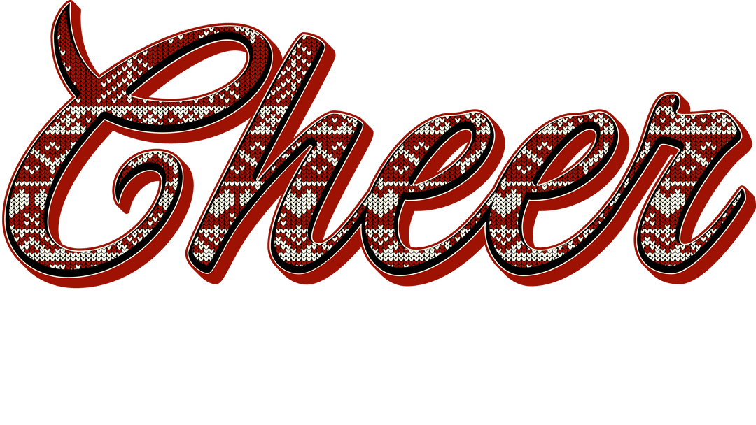 Festive Red Cheer Text with Traditional Pattern Transparent