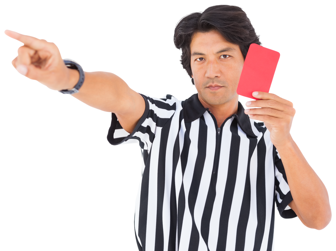 Transparent Referee Showing Red Card and Pointing with Determined Expression - Download Free Stock Images Pikwizard.com