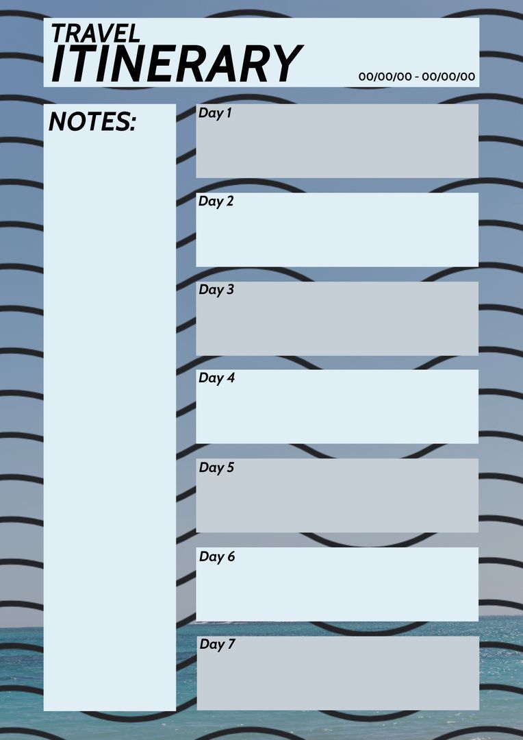 Blank Travel Itinerary Template with Day-by-Day Layout - Download Free Stock Templates Pikwizard.com