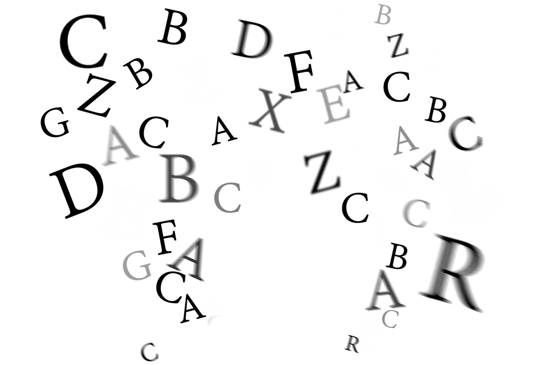 Floating Alphabet Letters on Transparent Background for Creative Use