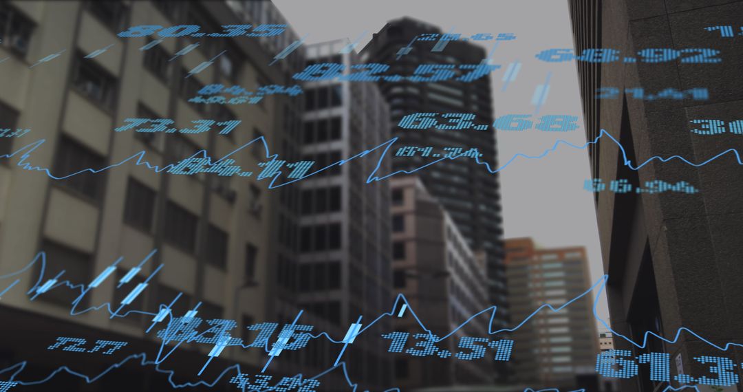 Digital Financial Data Over Beige Urban Skyscrapers