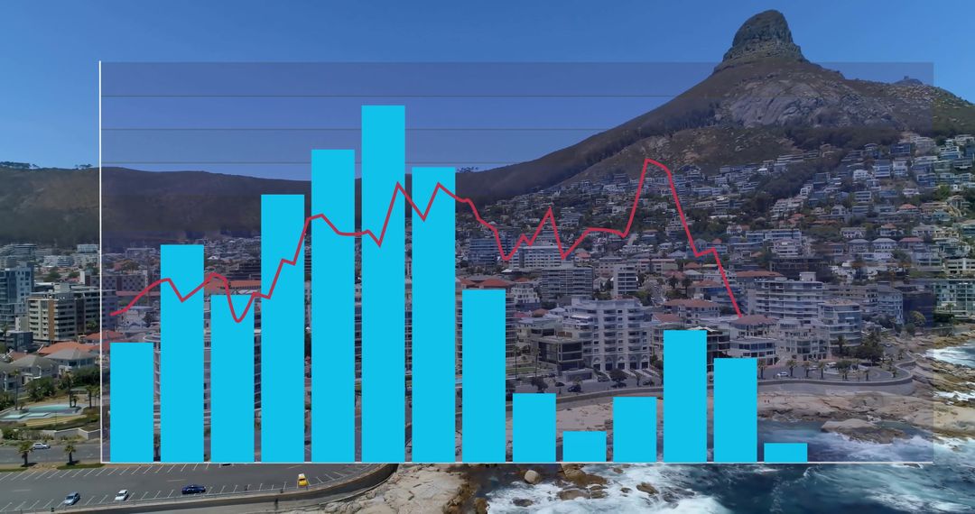 Modern Data Overlay on Coastal Urban Skyline