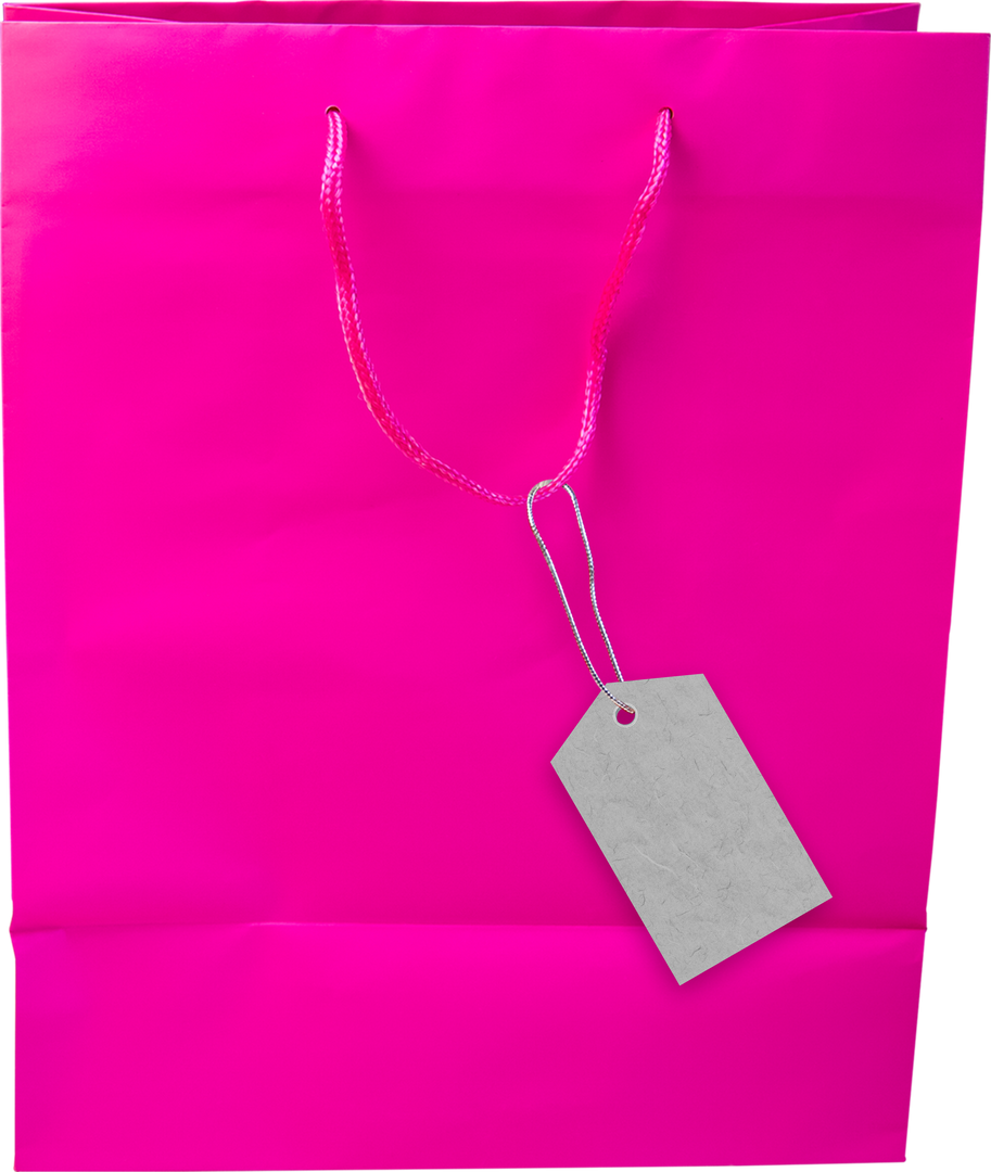 Bright Pink Shopping Bag with Transparent Handle and Attached Price Tag - Download Free Stock Images Pikwizard.com