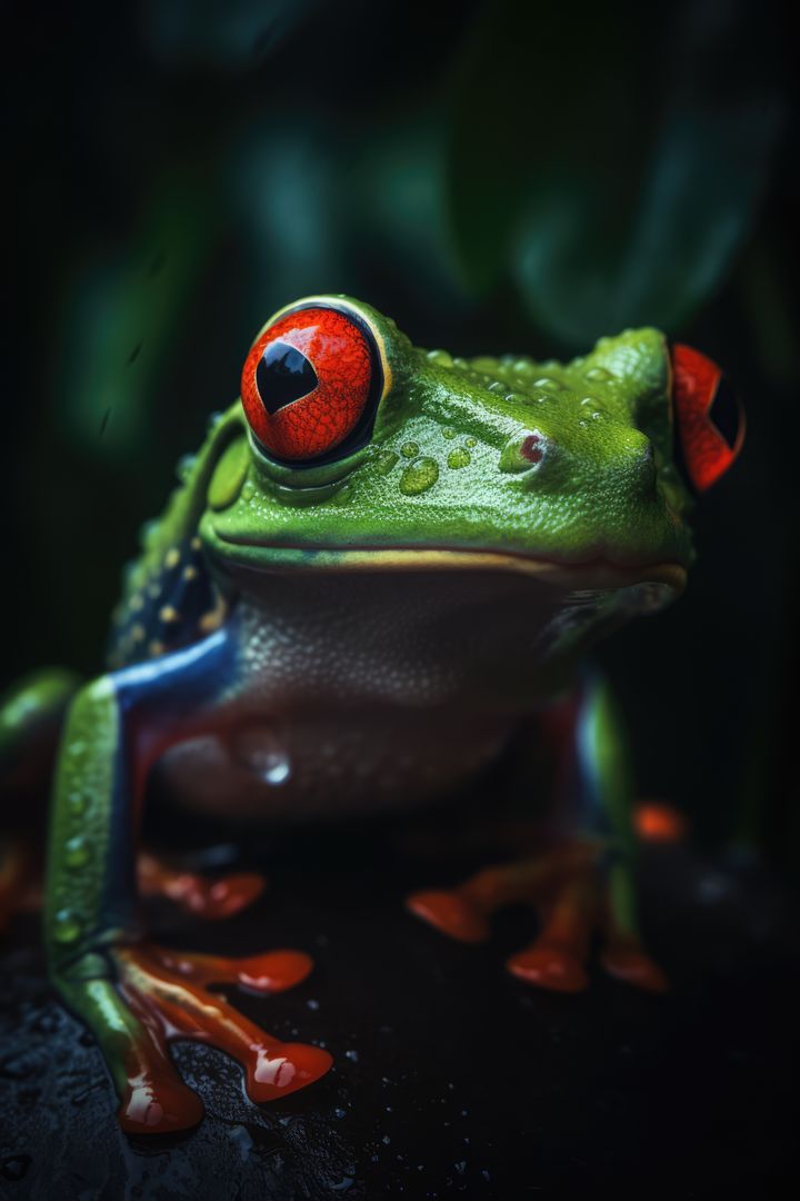 Close up of red eyed tree frog on leaf, created using generative ai technology - Free Images, Stock Photos and Pictures on Pikwizard.com