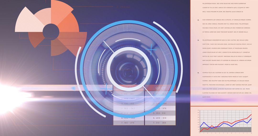 Digital Interface with Data Graphs and Light Effects