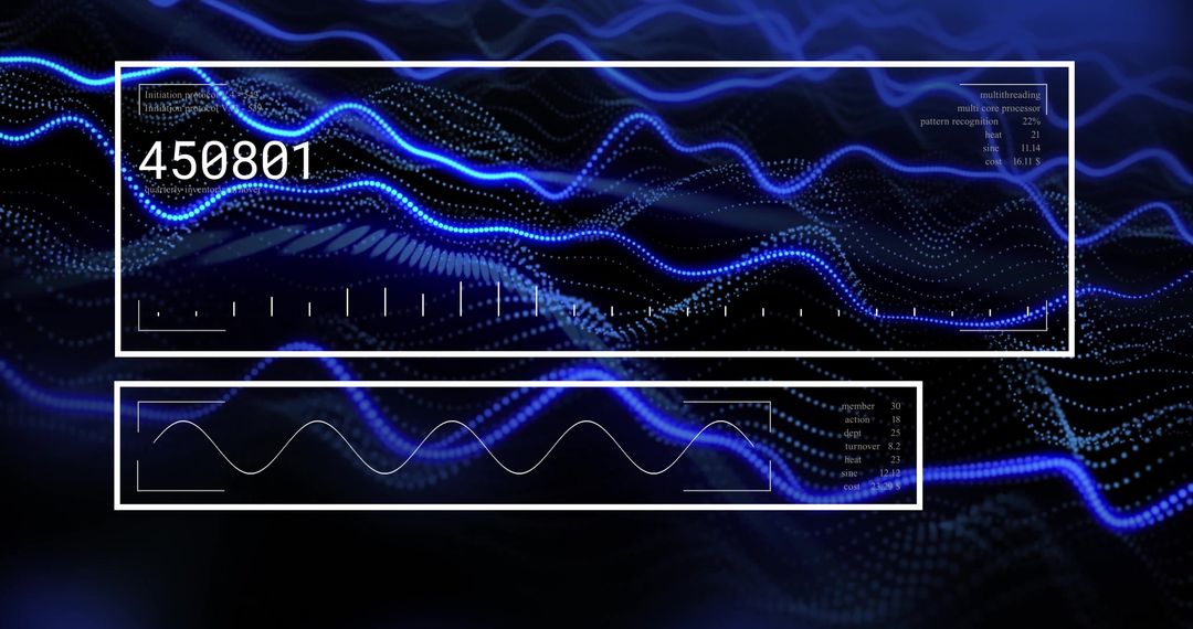 Futuristic Digital Interface with Interactive Blue Waveform