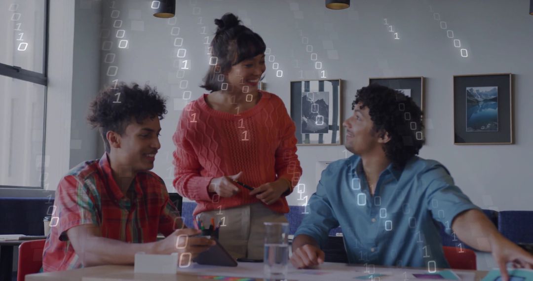 Creative Team Brainstorming with Technology in Modern Office