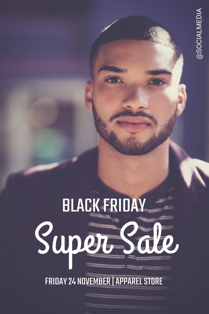 Black Friday Super Sale Promotion with Confident Young Man