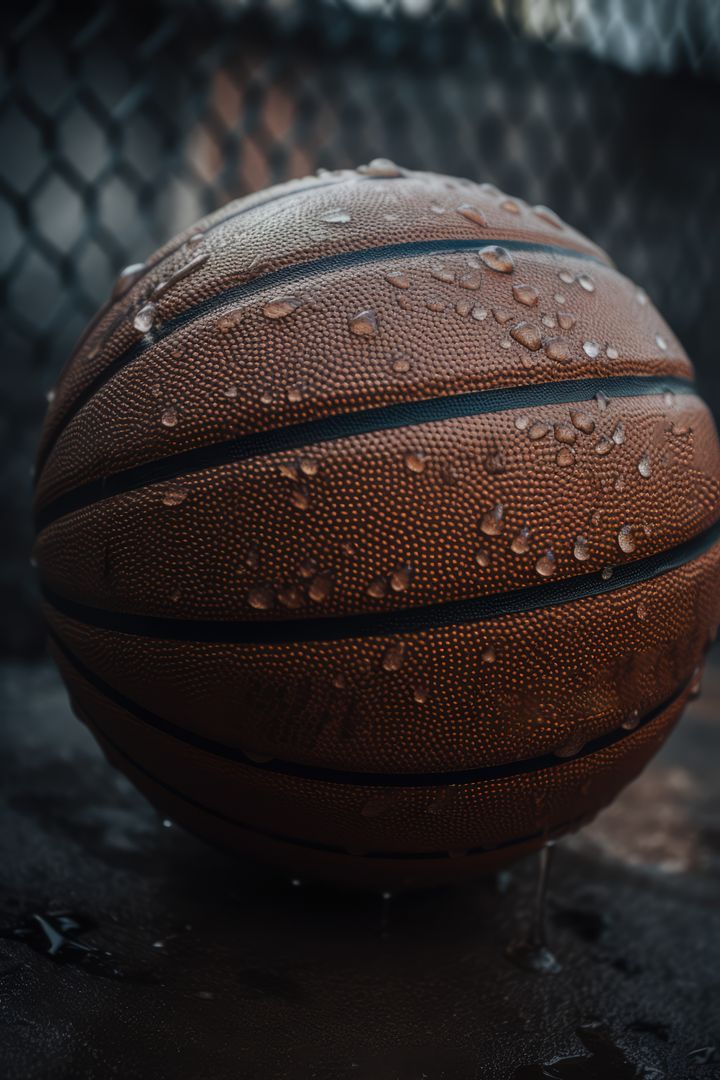 Close-Up of a Basketball with Water Droplets on Court - Free Images, Stock Photos and Pictures on Pikwizard.com