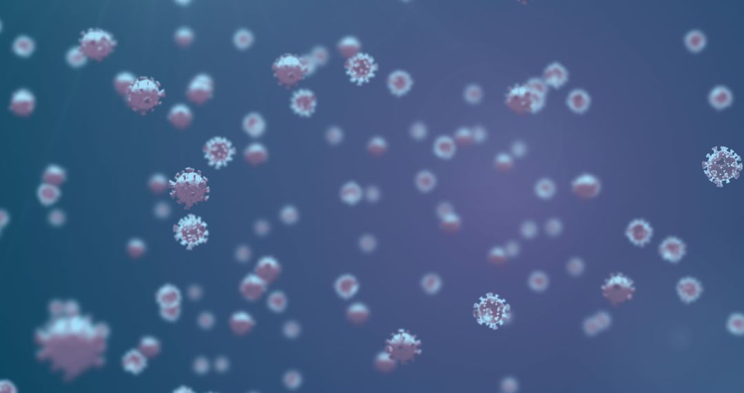 Microscopic View of Viruses on Blue Background