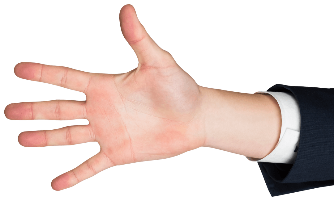 Open Hand with Fingers Spread Isolated on Transparent Background
