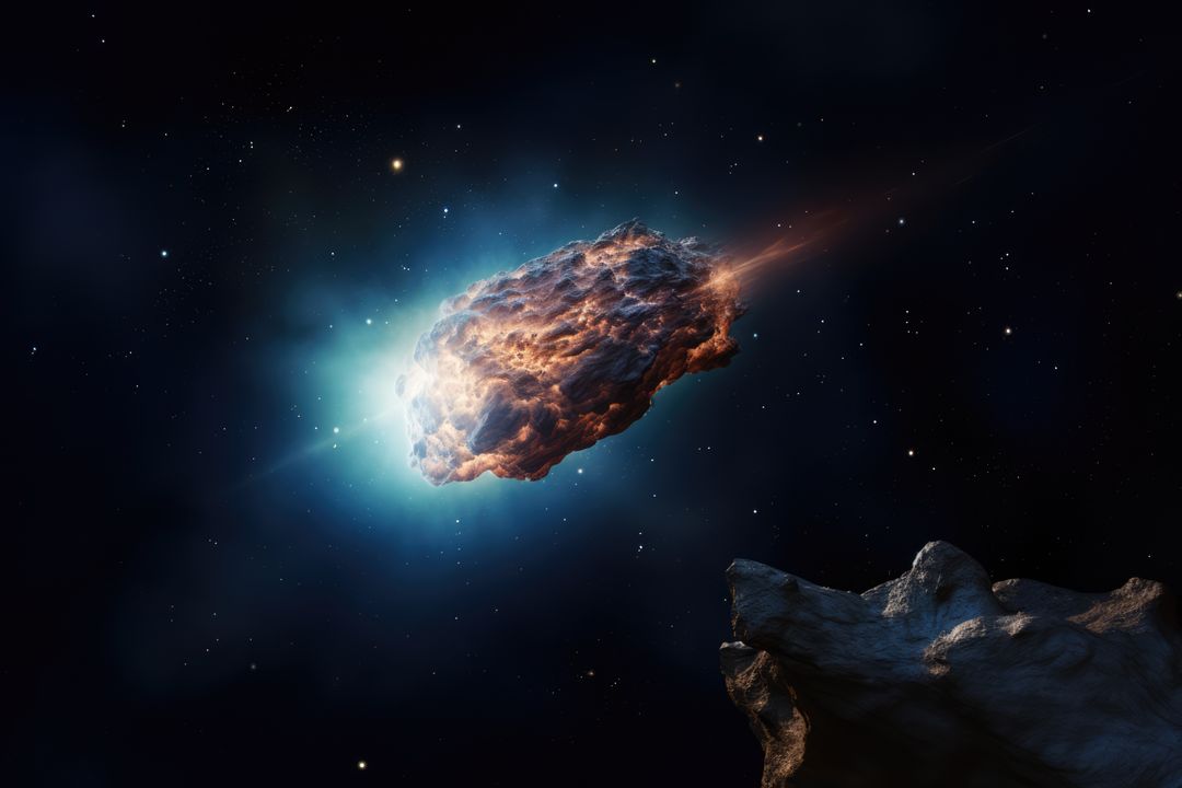 Glowing Meteor Entering Atmosphere at Night - Free Images, Stock Photos and Pictures on Pikwizard.com