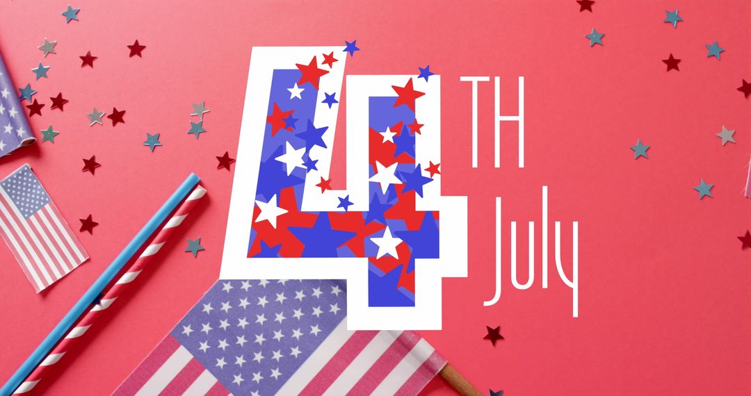 Fourth of July Celebration with American Flag and Stars