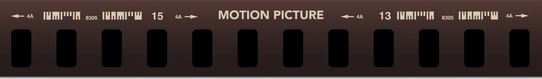 Vintage transparent film strip with motion picture label