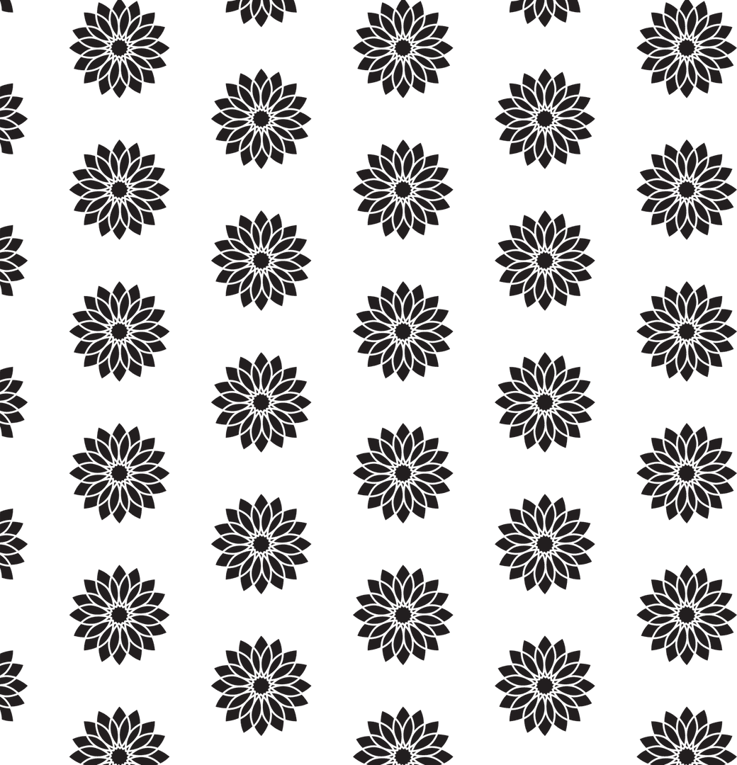 Black Floral Pattern on Transparent Background for Creative Design