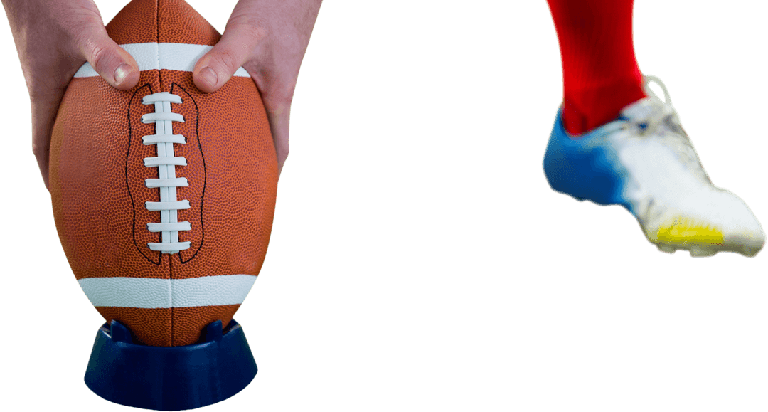 Transparent American Football Holder Setup